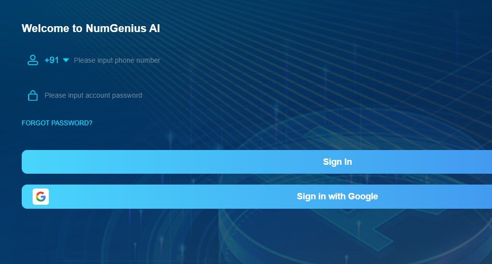 Numgenius AI App Login