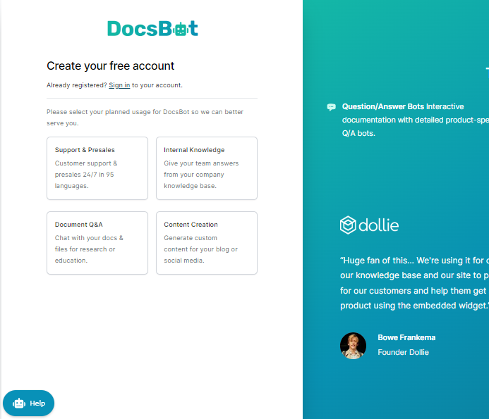 How to Docsbot AI Register