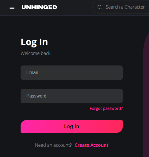 Unhinged AI Login Account