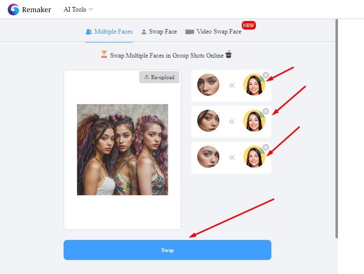 Remaker AI Multiple Faces swap free