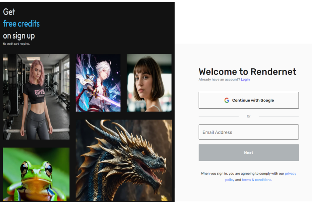 RenderNet AI Login