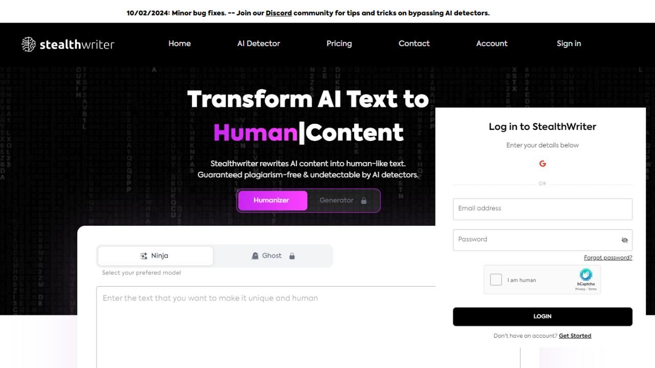 StealthWriter AI Login