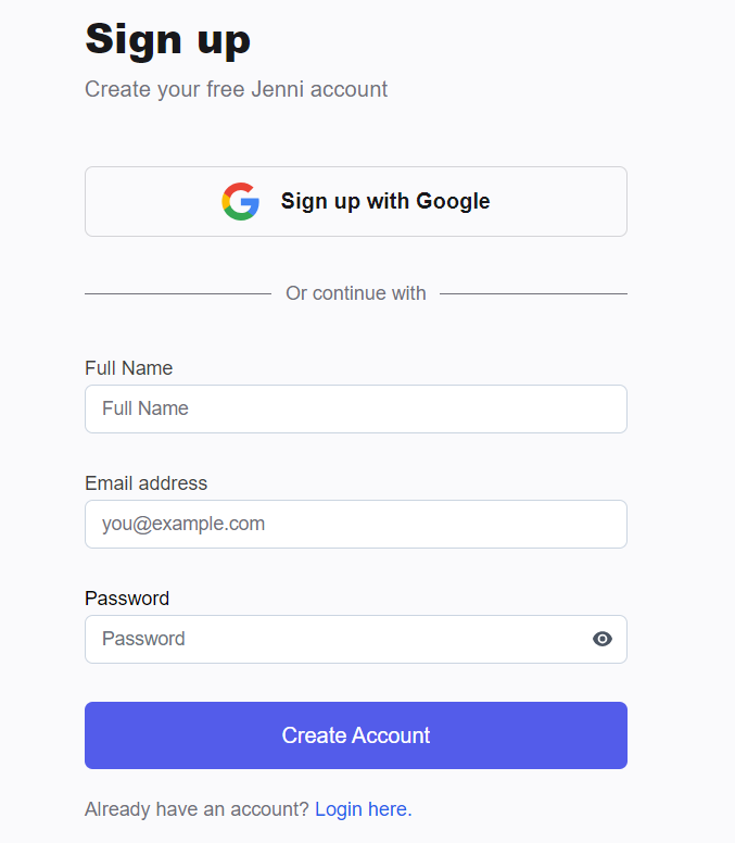Creating a Jenni AI Account