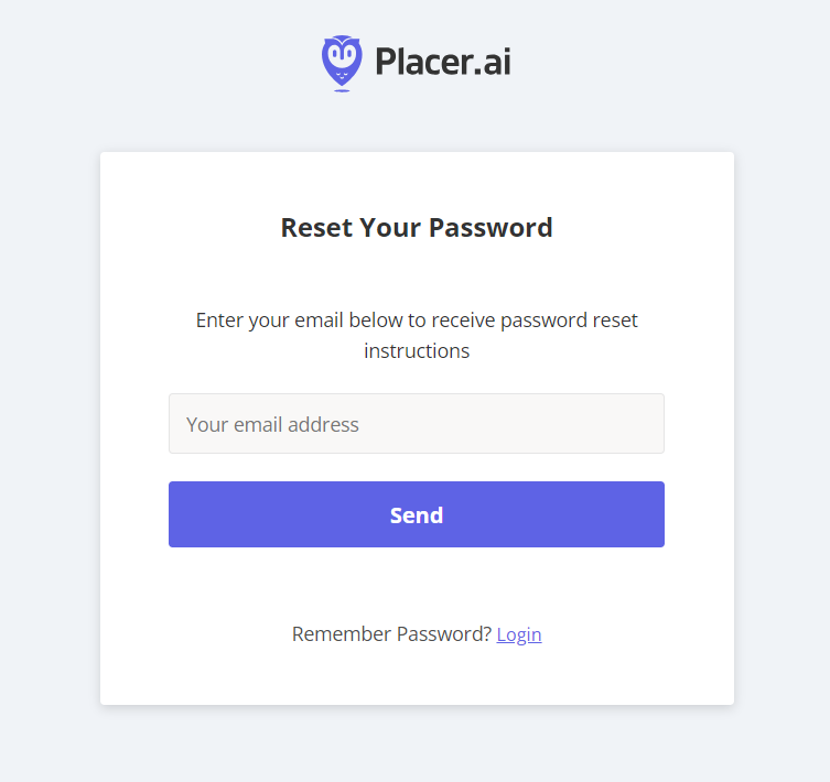 Placer Ai Forgot/Reset Password