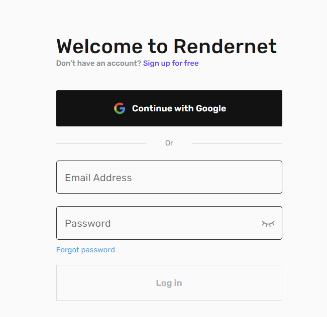 RenderNet AI Login