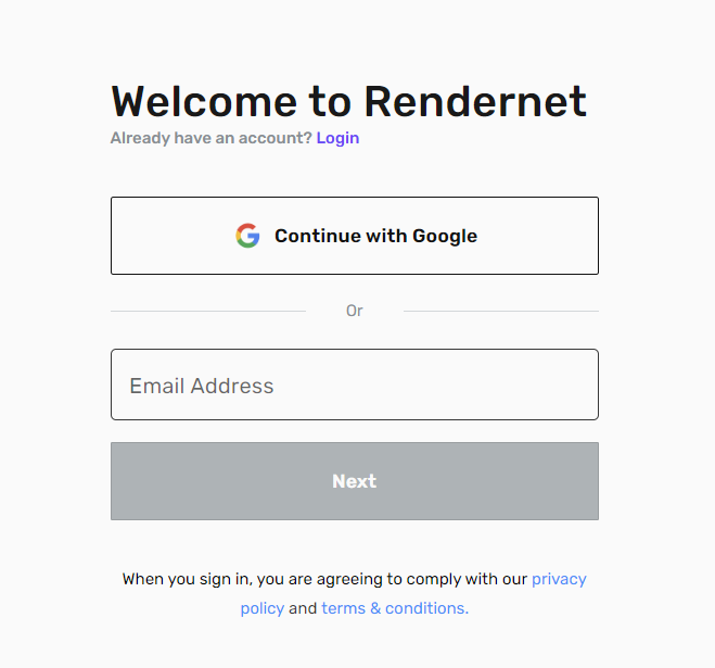 RenderNet AI Signup