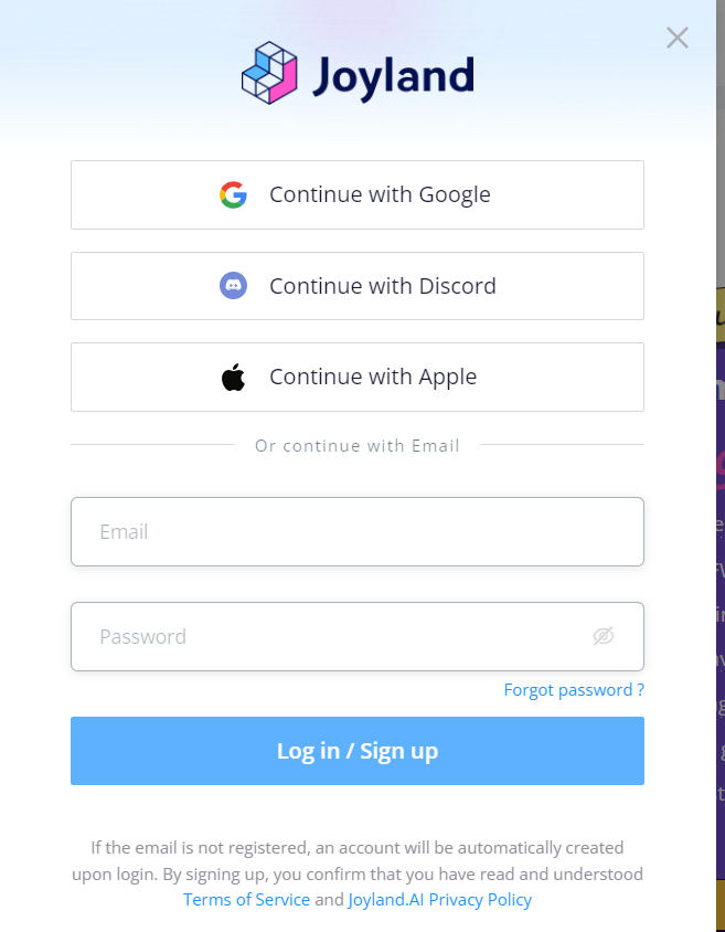 How To Create AN Account On Joyland AI