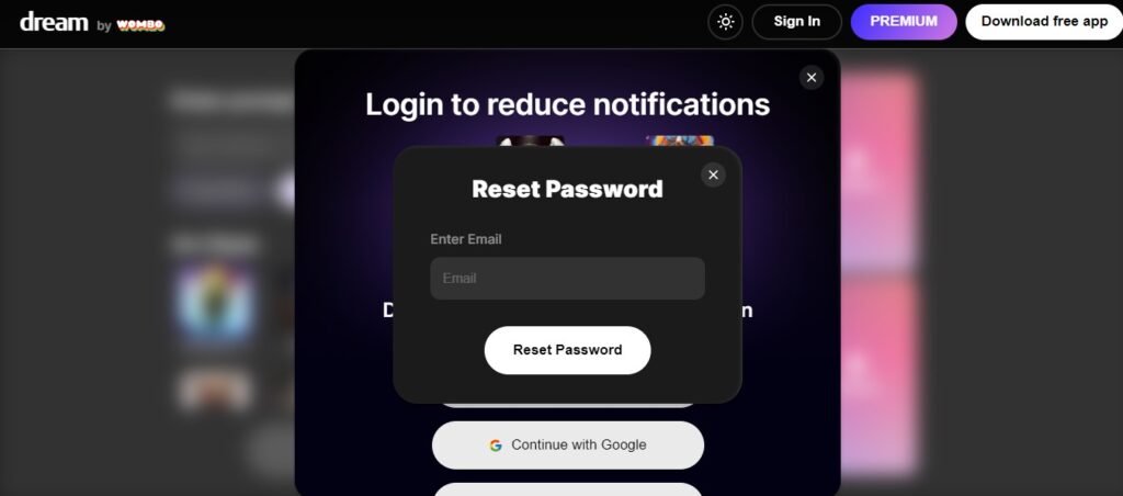 WOMBO AI Reset Password