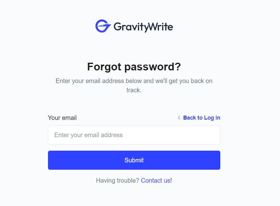 How Can i Reset My Gravitywrite AI Password